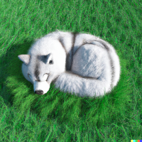 DALL·E 2022-12-05 12.28.05 - 3d render of a hairy husky sleeping on the grass.png